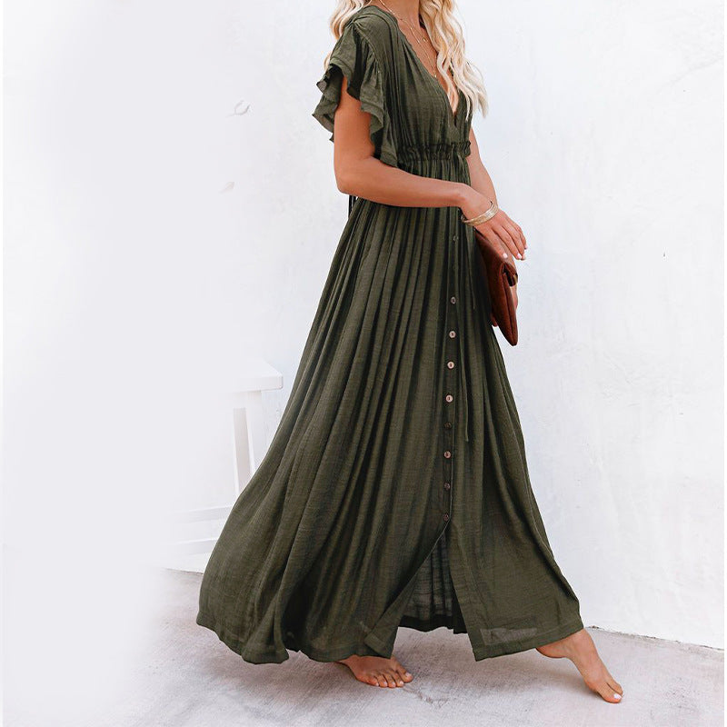 Bohemian Draw String Tunic - Khaki