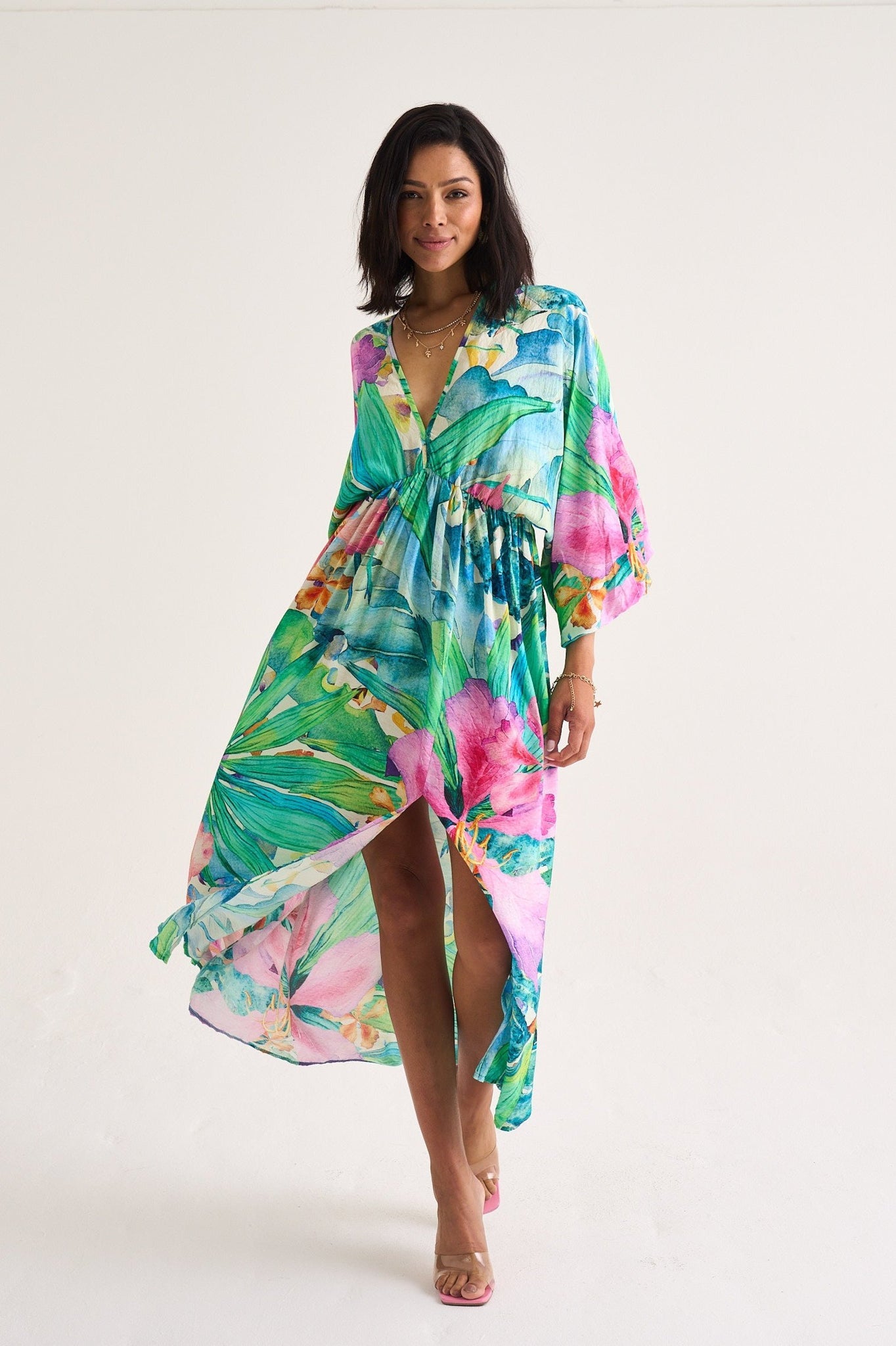 Moss Tropical Print Maxi Dress