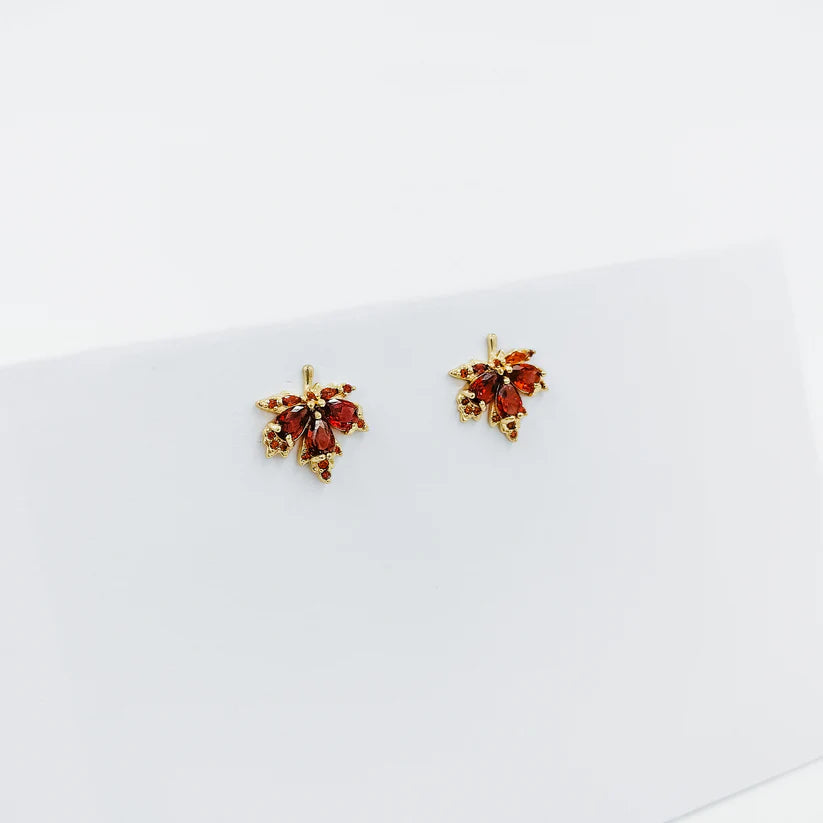 Gold Plated Autumn Leaves Stud Earrings