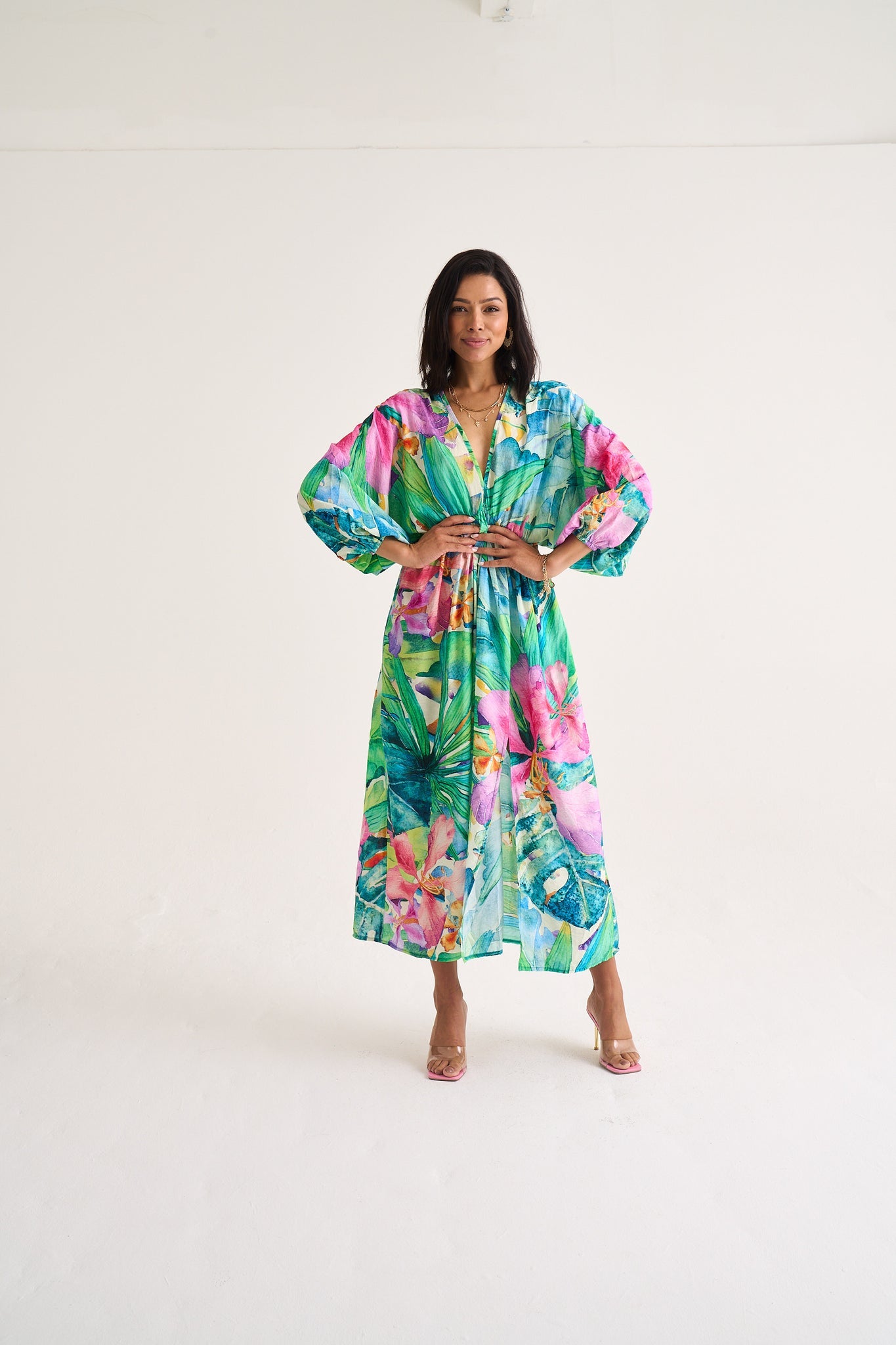 Moss Tropical Print Maxi Dress