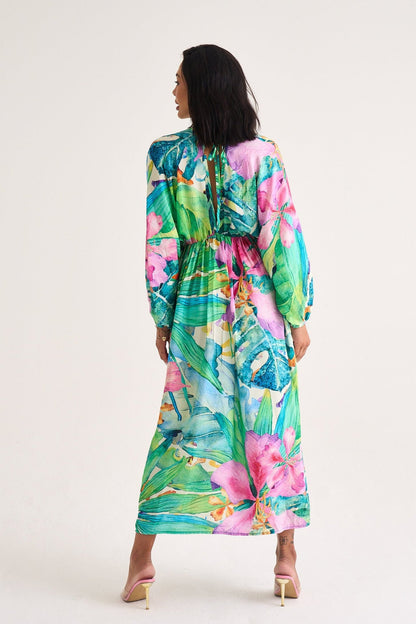 Moss Tropical Print Maxi Dress