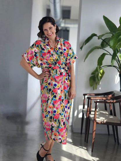 Aldi Wrap Dress - Floral Smudge