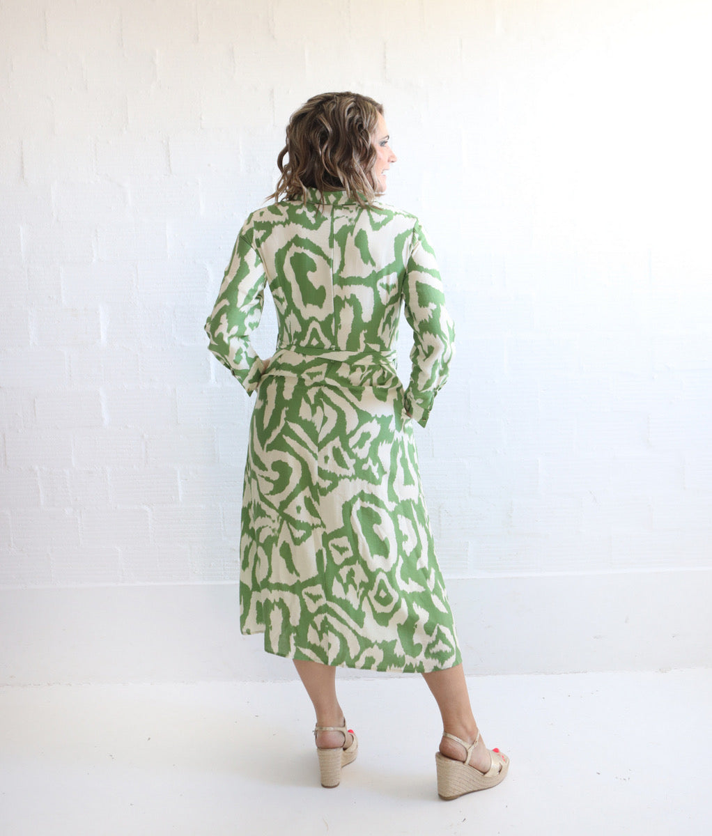 Avo Green Damask Shirt Dress