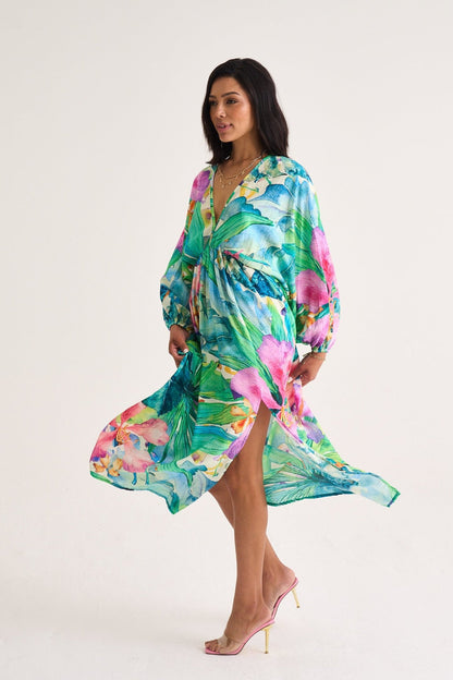 Moss Tropical Print Maxi Dress