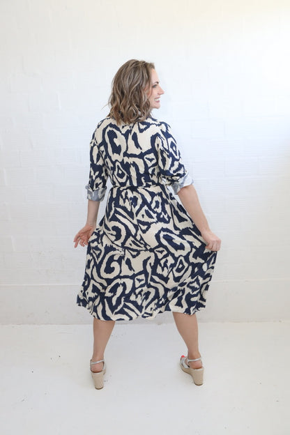 Steel Blue  Damask Dress