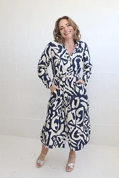 Steel Blue  Damask Dress