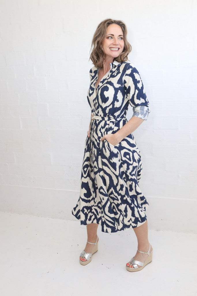 Steel Blue  Damask Dress