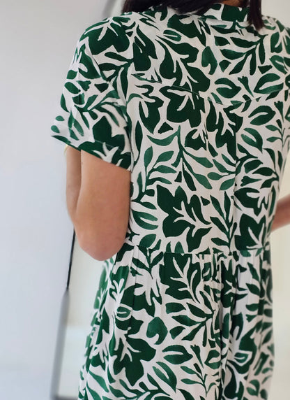 Brittany Greenery Midi Tier Dress