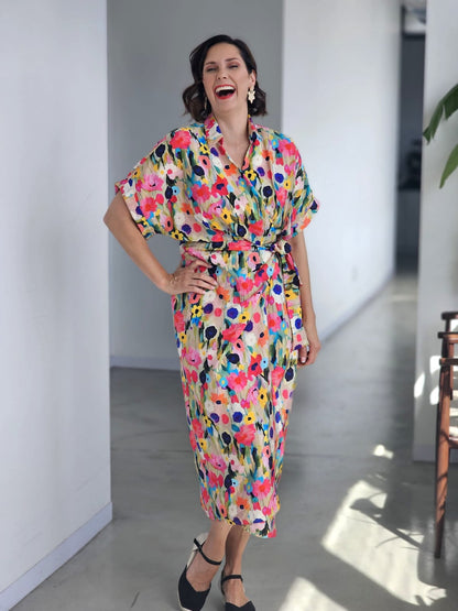 Aldi Wrap Dress - Floral Smudge