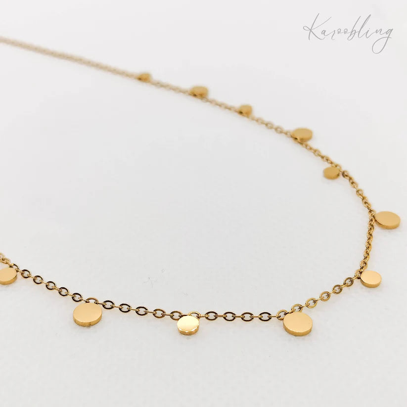 18K Gold Plated Round Disk Necklace