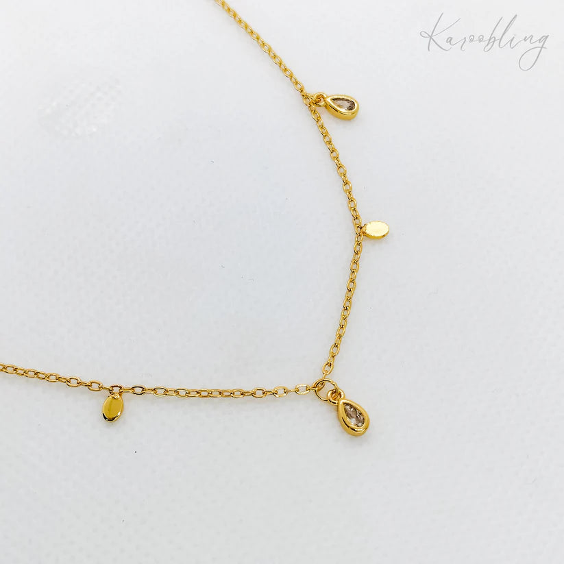 Gold Plated Teardrop Charms Necklace